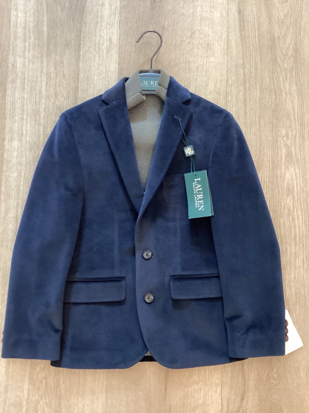 Lauren Ralph Lauren Blue Velvet Blazer Boys Size 10R Navy Button Church Wedding